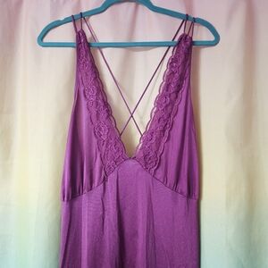 80's Vintage Berry Magenta Pink Nightgown Plus Size 2X Volup Lingerie Amoureuse